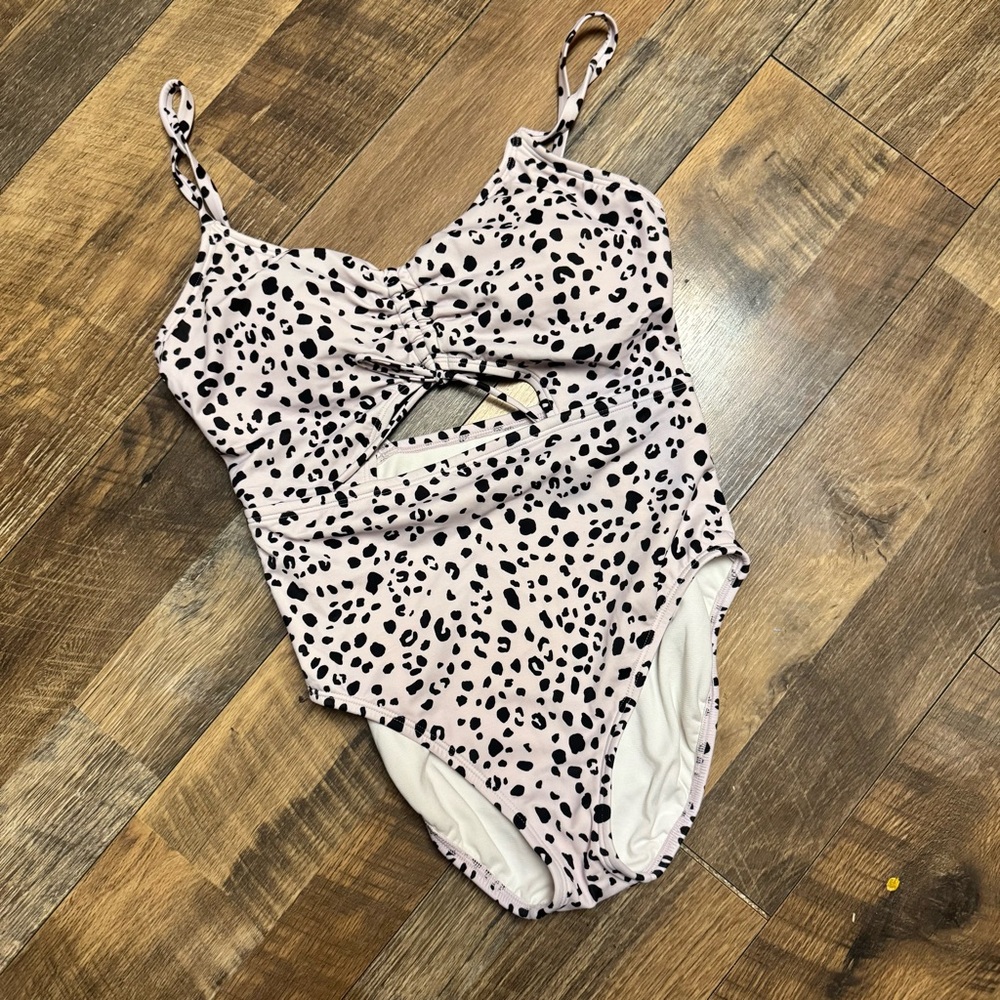 Beach Bunny Blush and Black Leopard One-Piece Swimsuit